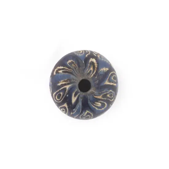 The Bead Chest Blue Antique-Style Java Eye Glass Bead (Single Bead, 20mm) {2}