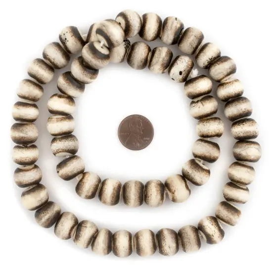 The Bead Chest Round Blackened Grey Bone Beads (14mm) {2}