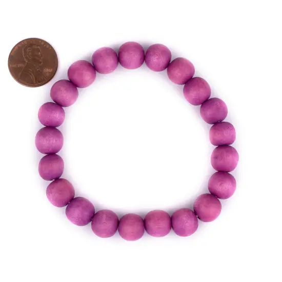 The Bead Chest Wood Stretch Bracelet, Magenta - Stackable Beaded Jewelry, Unisex for Men & Women {2}