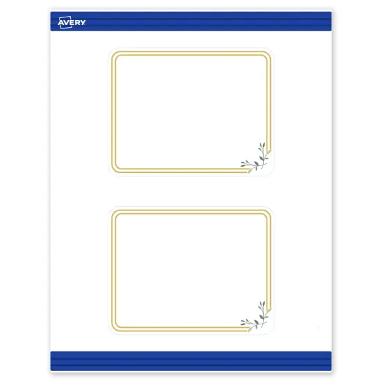 Avery Printable Rectangle Postcards with Rounded Corners, Gold Double Border with Florals, 4.25" x 5.5", Matte White Rectangle Postcards with Rounded Corners, Laser/Inkjet, 20ct, Great for Postcards {1}