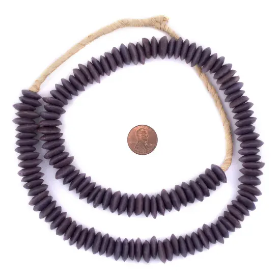 The Bead Chest Ashanti Fair Trade Glass Saucer Beads - African Tribal Ethnic Disk Rondelle Spacers (Purple) {2}