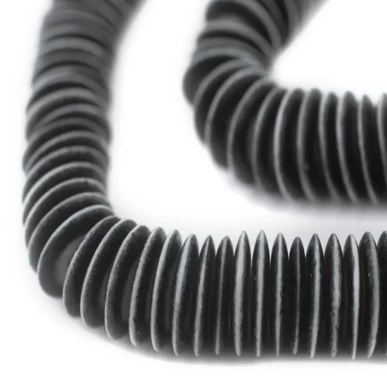 The Bead Chest Black Himalayan Bone Saucer Beads (14mm) {1}