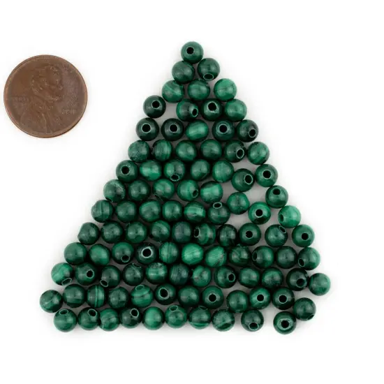 The Bead Chest Round Malachite Beads (5mm, Set of 100) {2}