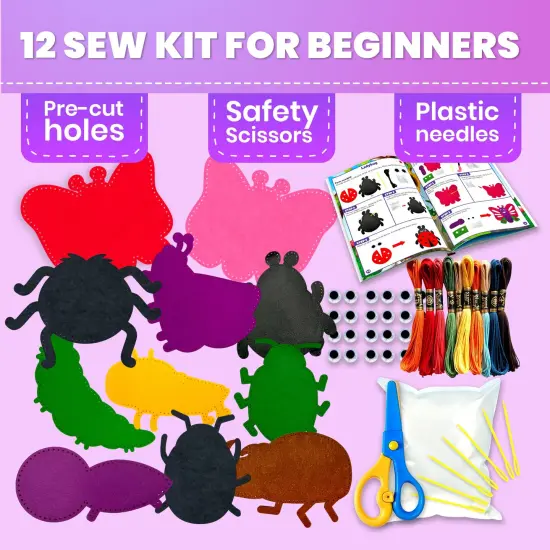 Craft Kits for Kids - 12 Bugs & Insects Sewing Kit Basic {2}
