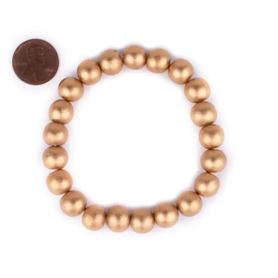 The Bead Chest Wood Stretch Bracelet, Gold - Stackable Beaded Jewelry, Unisex for Men & Women {2}