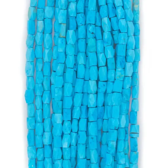 The Bead Chest Baby Blue Faceted Afghan Turquoise Beads 6x4mm Afghanistan Gemstone 16 Inch Strand {4}