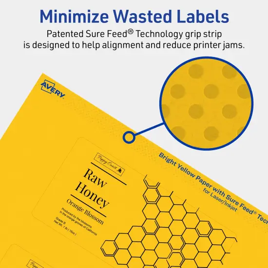 Avery Bright Yellow Paper Labels, 2.5" x 5" Rectangle {4}