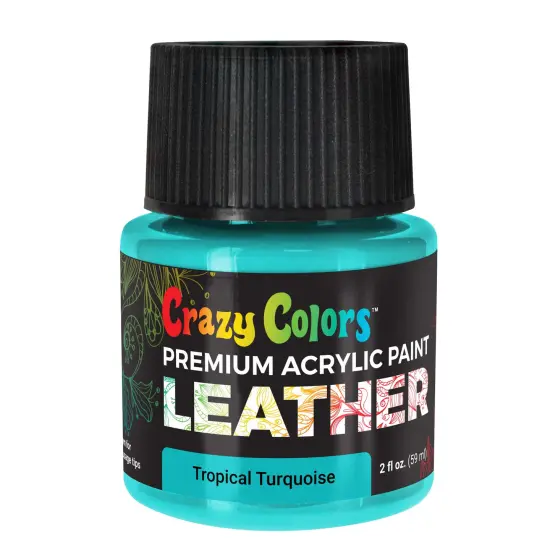 Tropical Turquoise Premium Acrylic Leather and Shoe Paint, 2 oz Bottle - Flexible, Crack, Scratch, Peel Resistant - Artist Create Custom Sneakers, Jackets, Bags, Purses, Furniture {1}