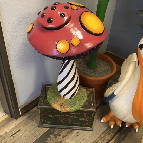 Small Striped Mushroom Over Sized Statue {4}