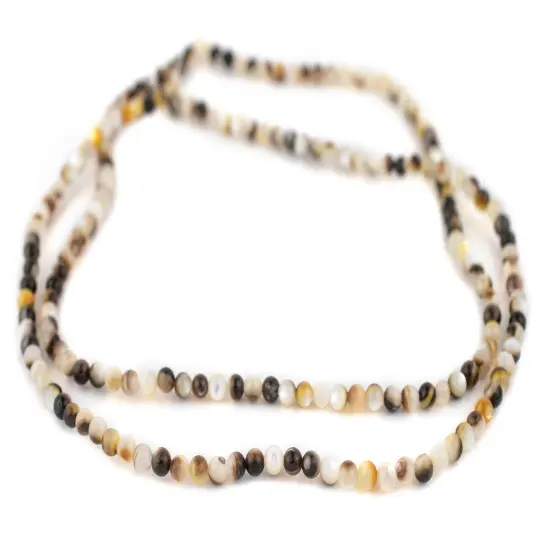 The Bead Chest Round Black & White Shell Beads (4mm) {3}
