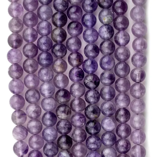 The Bead Chest Cloudy Round Amethyst Beads 6mm Purple Gemstone 16 Inch Strand {4}
