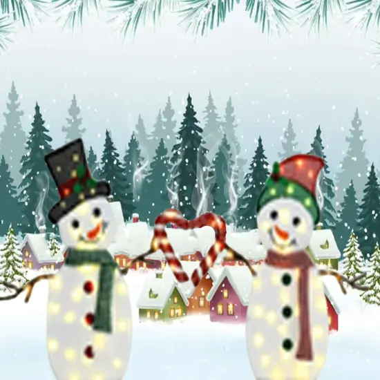 Light-Up Heart Snowman Duo 30" & 32" Tall Christmas Display Set {2}