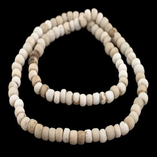 The Bead Chest Old White Padre Beads, Full Strand of Vintage Glass Trade Beads {3}