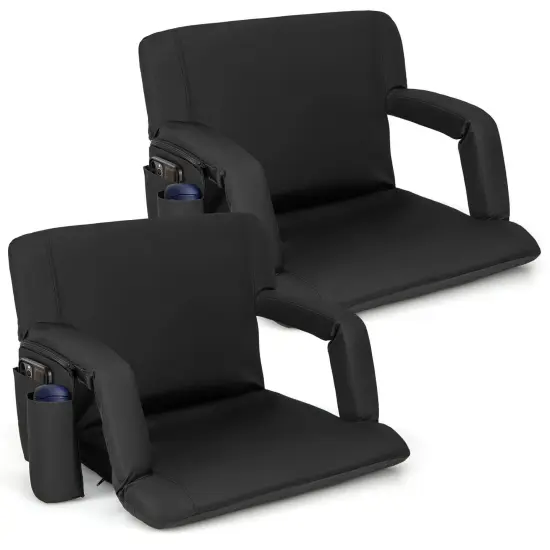 Costway 1/2 PCS Stadium Seat for Bleachers Bleacher Chair with 6 Adjustable Positions Back Support Black {2}