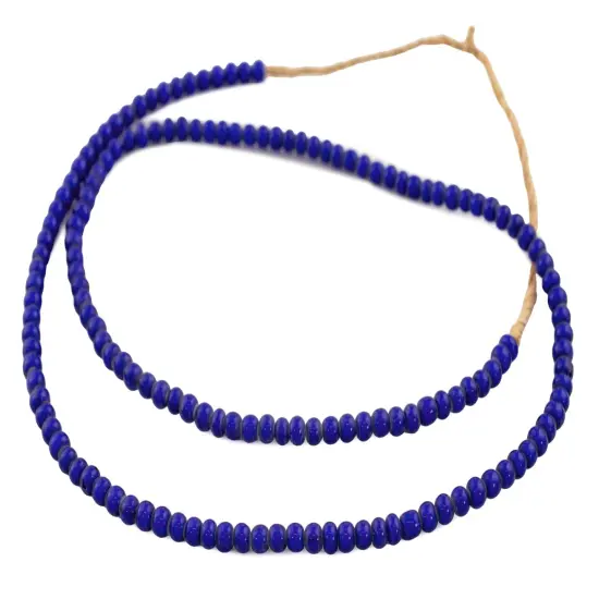 The Bead Chest White Heart Beads - Full Strand of Glass African Trade Beads (4mm, Blue) {3}