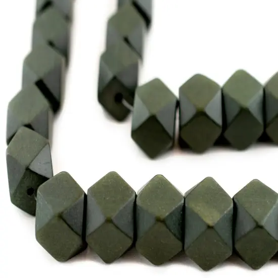 The Bead Chest Olive Green Cornerless Cube Wood Beads: 17mm Diamond Cut Natural Organic Beads for Jewelry Making {1}