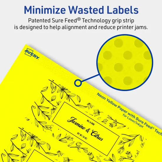 Avery Neon Yellow Paper Labels, 2" x 5" Rectangle {4}