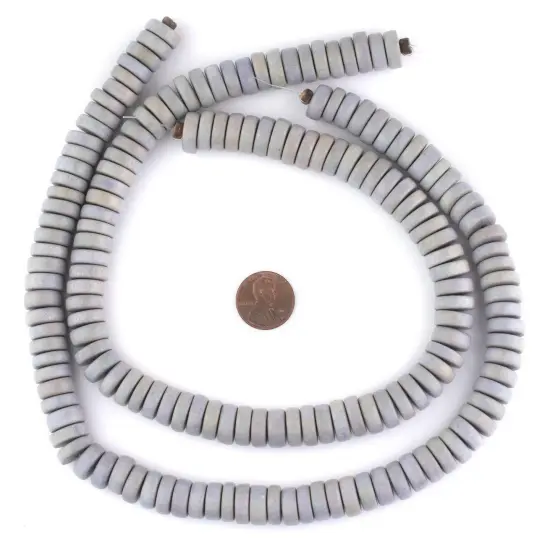 The Bead Chest Light Grey Disk Natural Wood Beads (5x12mm): Organic Eco-Friendly Wooden Bead Strand for DIY Jewelry, Crafts, Necklace and Bracelet Making {2}