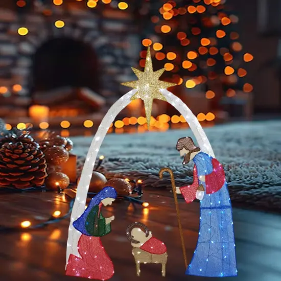 Serene 54-Inch H Nativity Scene with 115 Cool White LED Lights {5}