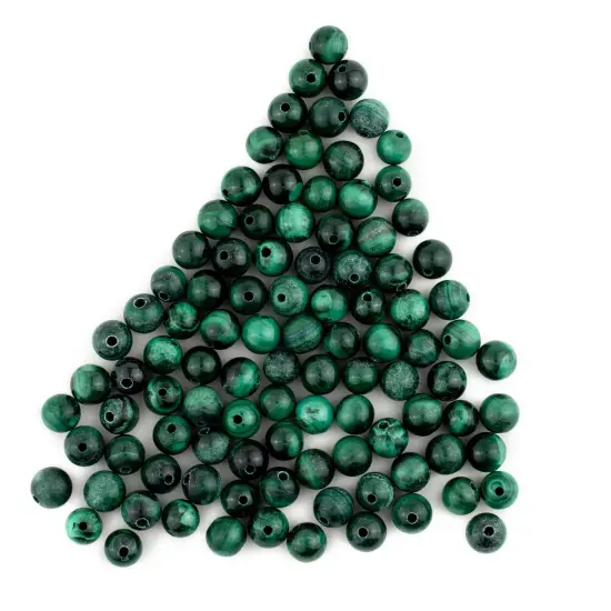 The Bead Chest Round Malachite Beads (7mm, Set of 90) {1}