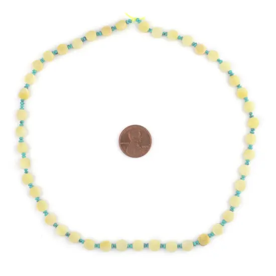 The Bead Chest Yellow Flat Circular Afghan Jade Beads (6mm) {2}