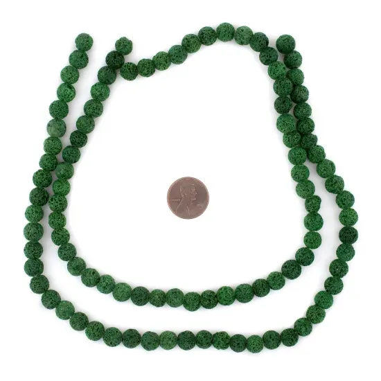 The Bead Chest Green Volcanic Lava Beads (8mm) {2}