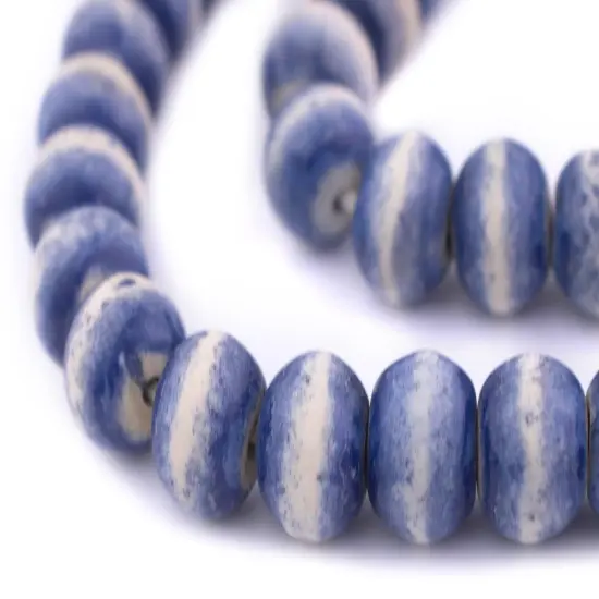 The Bead Chest Light Blue Rustic Bone Beads (14mm) {1}