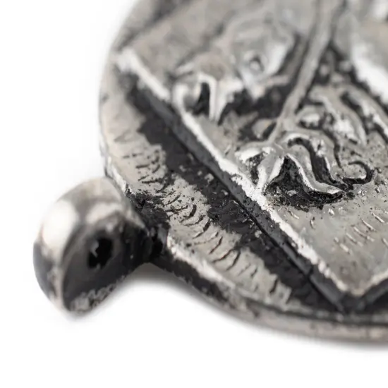 The Bead Chest Silver Circular Lion of Judah Pendant {4}