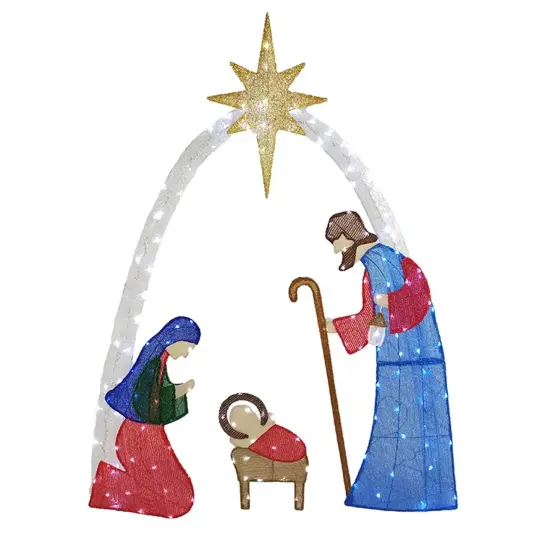Glowing 54-Inch H Nativity Scene with 115 Cool White LED Lights {1}