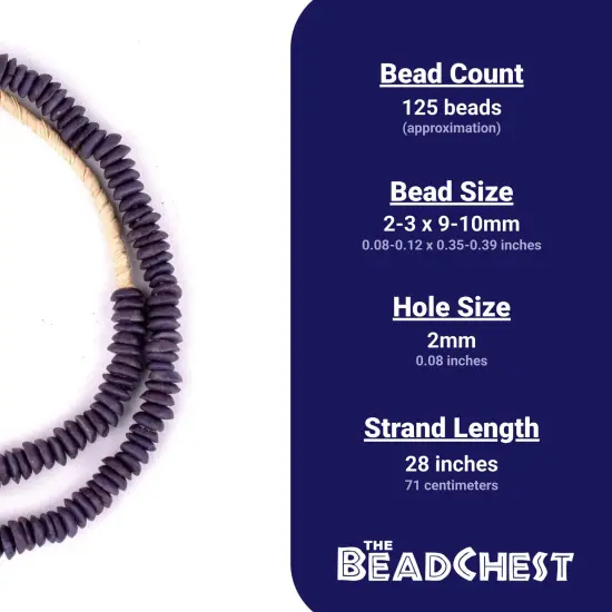 The Bead Chest Purple Ashanti Glass Saucer Beads (10mm) {5}