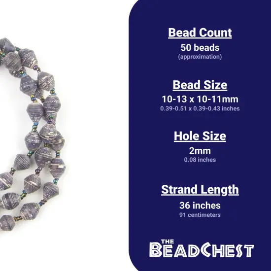 The Bead Chest Recycled Paper Bead Necklace from Uganda - Fair Trade African Jewelry (Purple and White) {3}