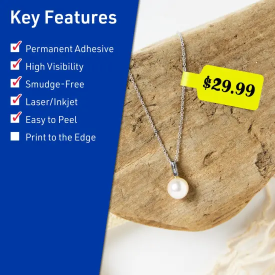 Avery Neon Yellow Paper Labels, 0.5" x 2.5" Barbell {2}