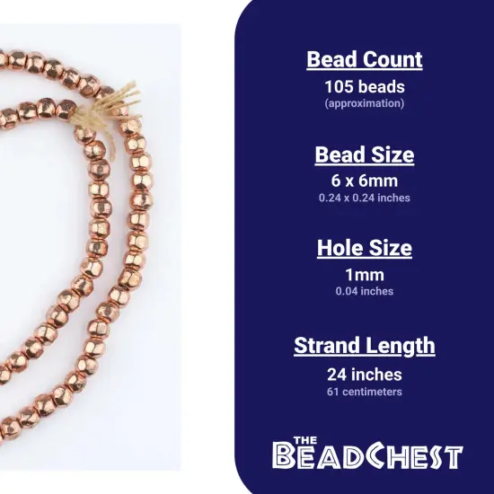 The Bead Chest Copper Rounded Nugget Beads 6mm, Full Strand of Quality Metal Spacers for DIY Jewelry Design {4}