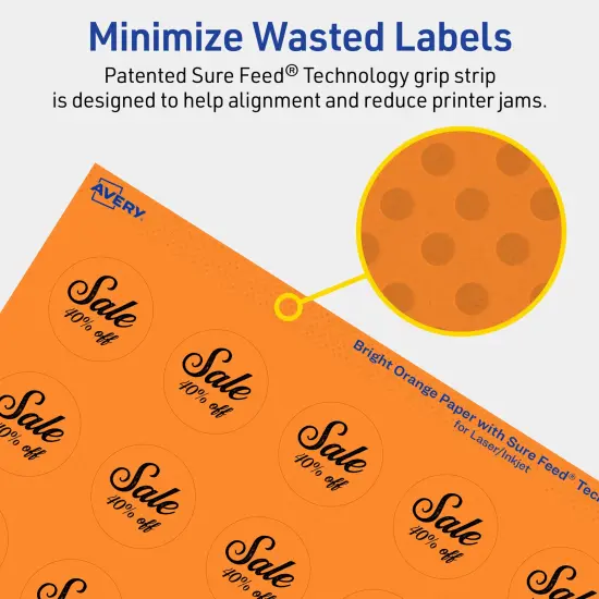 Avery Bright Orange Paper Labels, 1.25" Diameter Round {4}