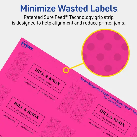Avery Neon Magenta Paper Labels, 1.5" x 3.75" Rectangle {4}
