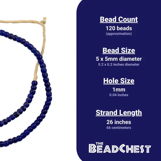 The Bead Chest Navy Blue Turkana Beads: Authentic East African Tribal Glass Beads from Kenya {4}