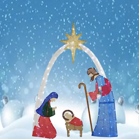 Serene 54-Inch H Nativity Scene with 115 Cool White LED Lights {3}