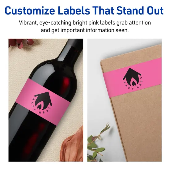 Avery Bright Pink Paper Labels, 2.5" x 7" Rectangle {3}