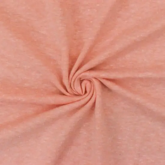 Punch Peach-Ivory Slub Stretch Poly Jersey Knit Fabric By the Yard {1}