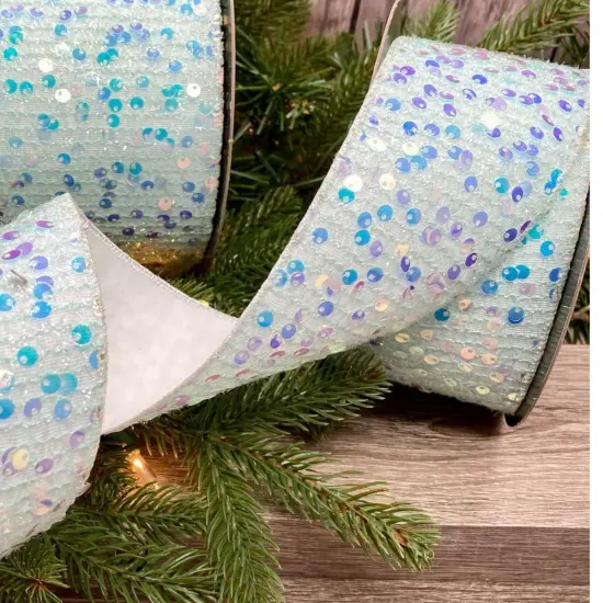 2.5" Sequin Tinsel Ribbon: White (10 Yards) {3}
