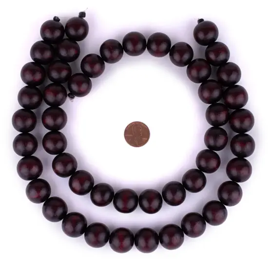 The Bead Chest Natural 18mm Wooden Beads in Brown - Dark for Jewelry Making &ndash; Round Loose Wood Spacer Beads I Approximately 24 Beads {2}