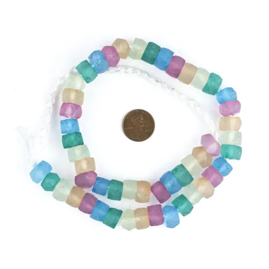 The Bead Chest Candy Mix Faceted Recycled Java Sea Glass Beads - Full Strand of Faceted Bottle Glass Beads | Approximately 48 Beads {2}