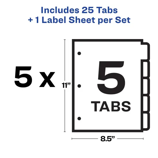 Avery Heavy-Duty View 3 Ring Binder with 1 Inch Rings, 5 Tab Easy Print & Apply Clear Label Binder Dividers, Office Supplies Set (01687) {6}