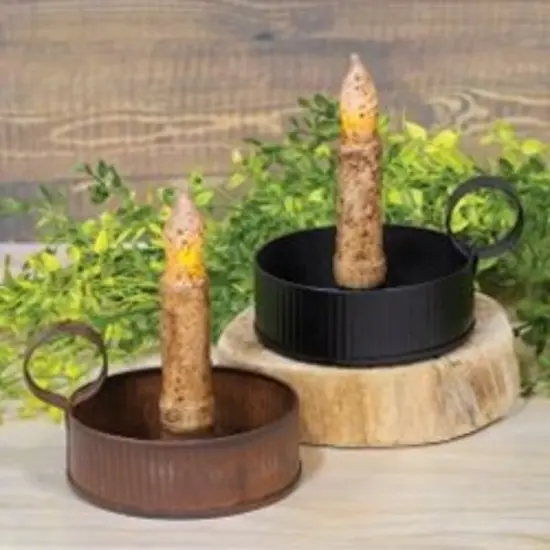 Small Ribbed Taper Holder Rusty {2}