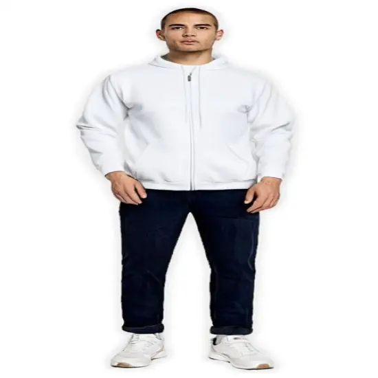 Gildan&reg; Classic Fit Full-Zip Long Sleeve Hooded Sweatshirt White {1}
