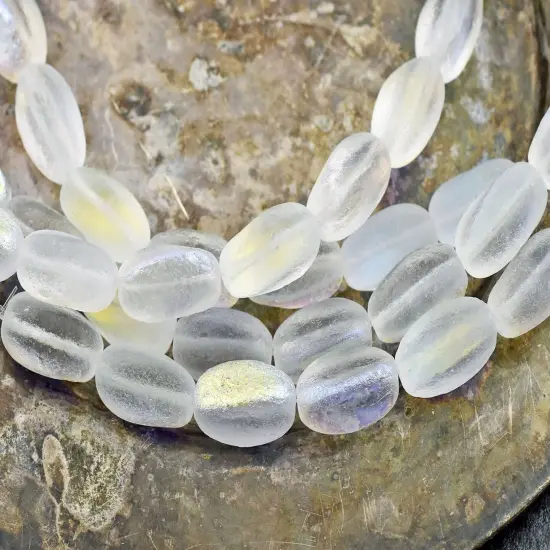 *8* 10x15mm Etched Crystal AB Twisted Rectangle Beads {6}