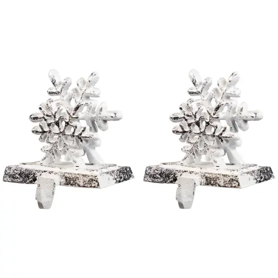 Northlight Double Snowflake Christmas Stocking Holders - 4.75" - Silver - Set of 2 {6}