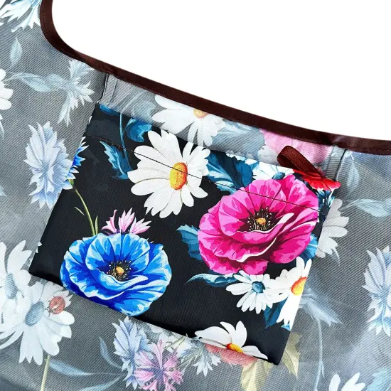 Wrapables Large Foldable Tote Nylon Reusable Grocery Bags, Midnight Bouquet {6}