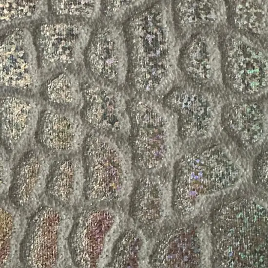 1 Yard Giraffe Stretch Velvet Hologram Fabric 60 Inches Width Black Silver {4}