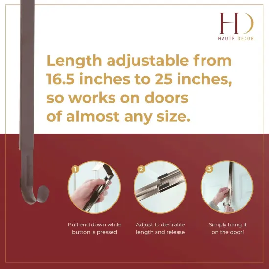 Haute Decor Adapt Adjustable Length Wreath Hanger - 2PACK- Holds up to 20 lbs {3}